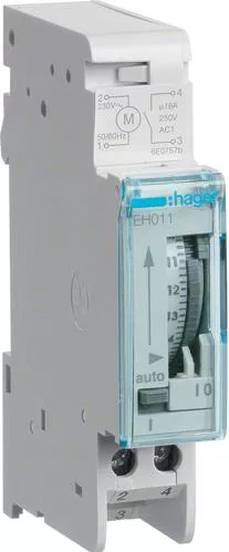 Χρονοδιακόπτης Ράγας Hager Αναλογικός Ημερήσιος με Εφεδρεία 200 Ώρες 16A 230V