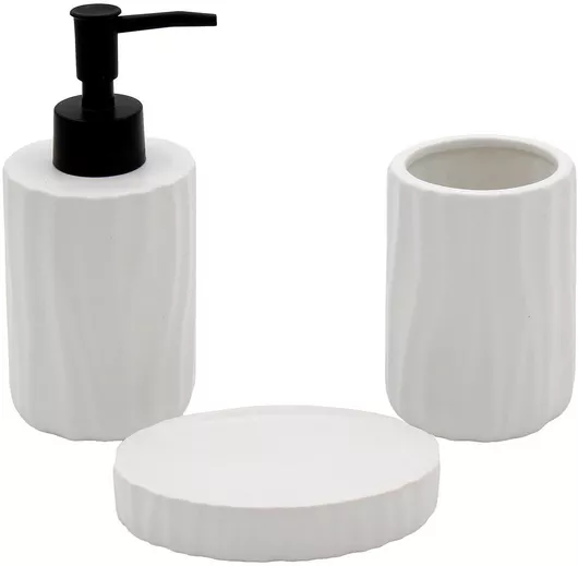 Keskor Σετ Αξεσουάρ Μπάνιου Κεραμικό Λευκό 3τμχ
