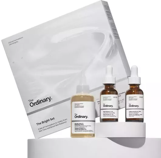The Ordinary Bright Set: Glycolic Acid 7% Exfoliating Toner 100ml + Alpha Arbutin 2% + HA 30ml + Caffeine Solution 5% 30ml (Set of 160ml)