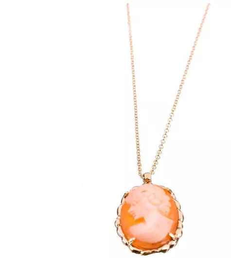 Κολιέ Γυναικείο Cameo ShellΚίτρινο Χρυσό 14Κ Metrongold KL15391-3
