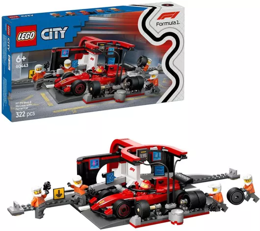 Lego City F1® Pit Stop & Pit Crew με Ferrari Αυτοκίνητο για 6+ Ετών, 322 Τεμάχια