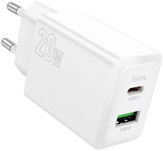 Hoco Ασύρματος Φορτιστής Κινητού 20W Power Delivery με Θύρες USB-A & USB-C Λευκός N69 Nuevo