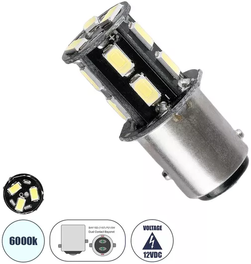 GloboStar Λάμπα Αυτοκινήτου P21/5W / P21W LED Ψυχρό Λευκό 1.2W