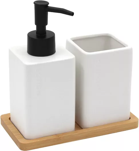 Keskor Σετ Αξεσουάρ Μπάνιου Κεραμικό Λευκό 2τμχ