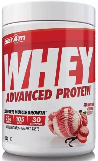 Per4m Whey Advanced Πρωτεΐνη Ορού Γάλακτος Strawberry Creme 900gr