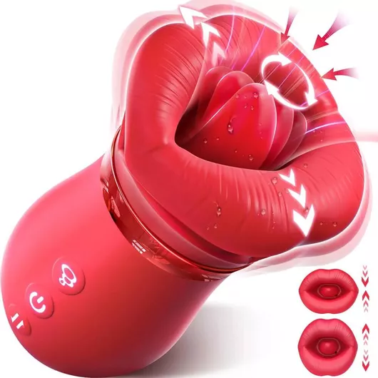 4 In 1 Mouth Sucking-Licking Vibrator - Red