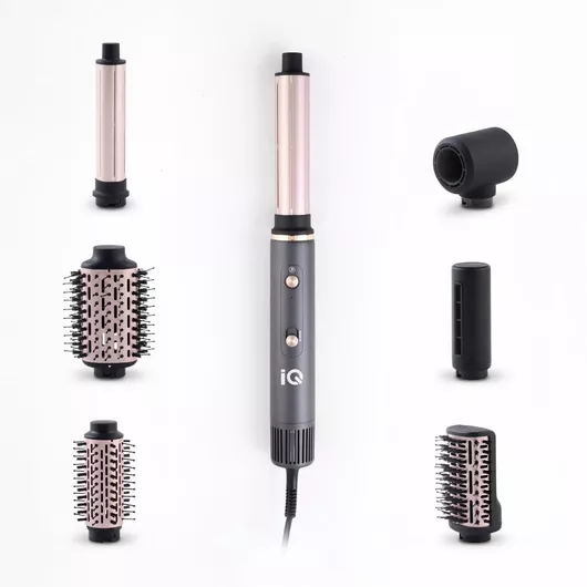 IQ HD-1279 Airstyler Ηλεκτρική Βούρτσα Μαλλιών 7 σε 1 Κεραμική με Αέρα & Περιστρεφόμενη Κεφαλή για Ίσιωμα & Μπούκλες 1300W