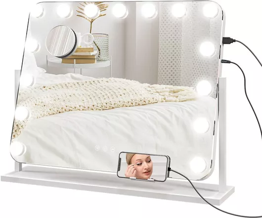 HomCom Καθρέπτης Μακιγιάζ με Φως 62.5x49.5cm Λευκός