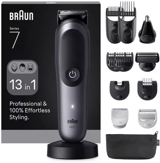 Braun Series 7 Σετ Κουρευτικής Μηχανής Μαύρο AIO7560