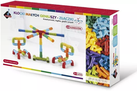 Askato Τουβλάκια Connector Blocks για Παιδιά 3+ Ετών, Σετ 68 Τεμαχίων