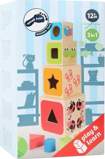 Small Foot Εκπαιδευτικά Τουβλάκια από Ξύλο ABC Stacking Cubes για 1+ Ετών, Σετ 4 τμχ