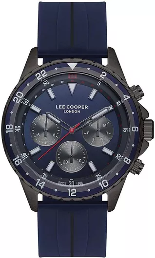 Lee Cooper Ανδρικό Ανδρικό Ρολόι Μπαταρίας με Μπλε Καουτσούκ Λουράκι