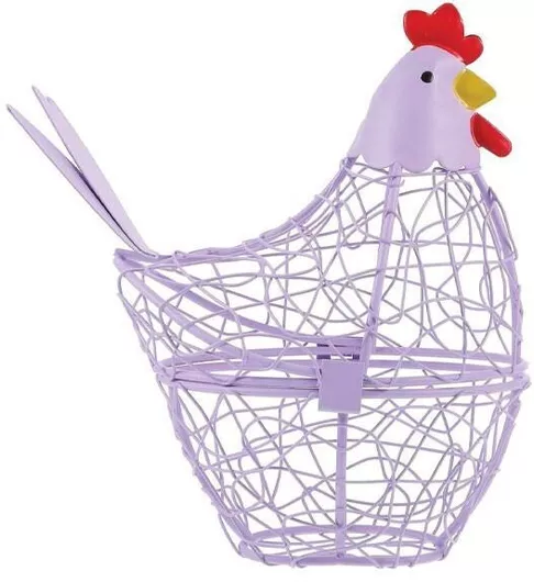 Chick-chick Μεταλλικό Πασχαλινό Διακοσμητικό Καλάθι Κότα Μοβ