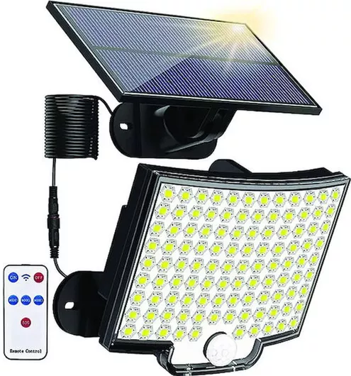 Ηλιακός Προβολέας LED Ψυχρό Λευκό με Αισθητήρα Κίνησης & Τηλεχειριστήριο
