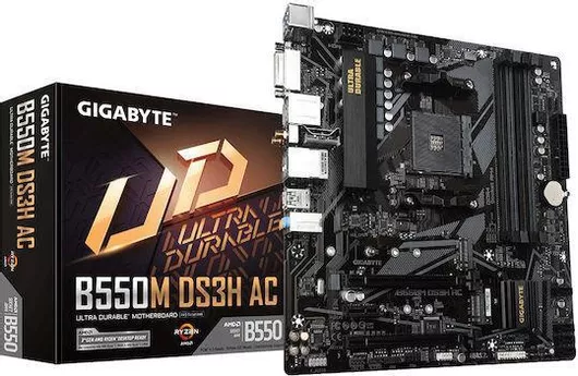 Gigabyte B550M DS3H AC R2 Micro ATX Motherboard with Wi-Fi, AMD AM4 Socket