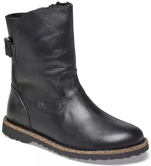 Birkenstock Shearling Δερμάτινα Γυναικεία Μποτάκια Μαύρο