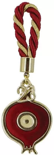 Marhome Κρεμαστό Γούρι Ρόδι Μεταλλικό Κόκκινο 11cm