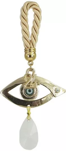 Marhome Κρεμαστό Γούρι Μάτι Χρυσό Κρυστάλλινο 12cm Διακοσμητικό