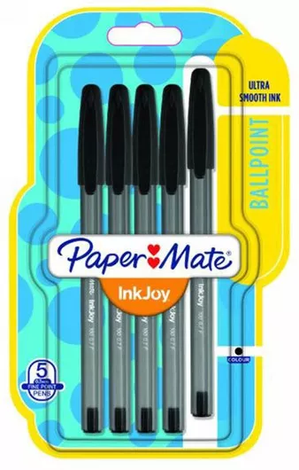 Papermate InkJoy 100 Στυλό Ballpoint 1mm Μαύρο με Μαύρο Μελάνι 5τμχ
