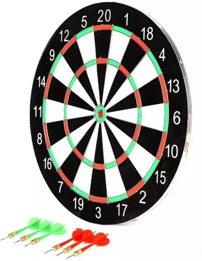 Dart Game Κυκλικο Ποιοτικο Ταμπλο 38cm 6 Βελακια 2 Μεριες