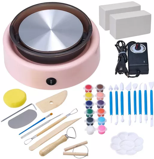 Vevor Mini Pottery Wheel Electric Clay Wheel Kids 158 Mm Turntable Pink