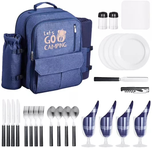 Τσάντα Πλάτης Vevor Πικνίκ Παραλίας 4 Άτομα Ψυγείο Μπλε Σκούρο