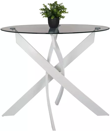 Jafaru Τραπέζι Κουζίνας με Γυάλινη Επιφάνεια Λευκό 90x90x75cm