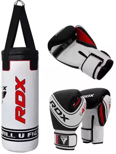 RDX Παιδικός Σάκος Μποξ Μποξ 10kg Λευκός Σετ με Γάντια