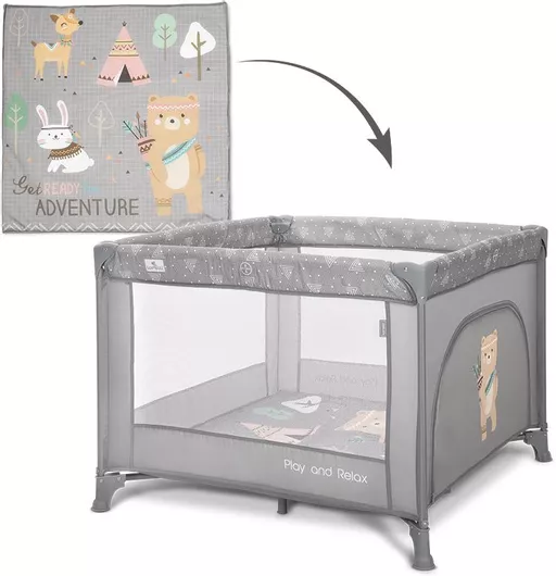 Lorelli Παρκοκρέβατο με Στρώμα Γκρι 100x100cm