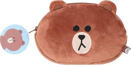Grupo Erik 3330 Λούτρινη Line Friends Κασετίνα με 1 Θήκη Καφέ