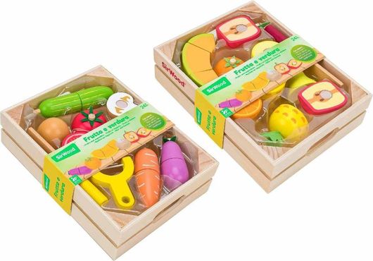 Παιχνίδι Μίμησης Sirwood Ξύλινος Δίσκος με Λαχανικά ή Φρούτα