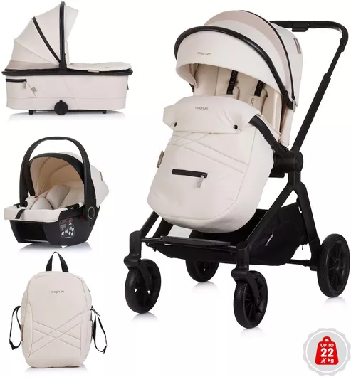 Chipolino Magnum Ρυθμιζόμενο Καρότσι Μωρού 3 σε 1 Kατάλληλο για Nεογέννητο Biscotta