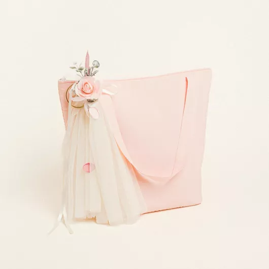 Beauty Home Τσαντα Βαπτισης Φερμουαρ 53 X 43 Cm Μονοχρωμη Premium Σομον