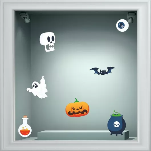 Αυτοκόλλητο Βιτρίνας Halloween 05 Σετ 6 Αυτοκόλλητα 50cm X 36cm