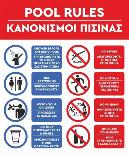 Πινακίδα Λαμαρίνα Γαλβανιζέ Πισίνα 50cm X 60cm