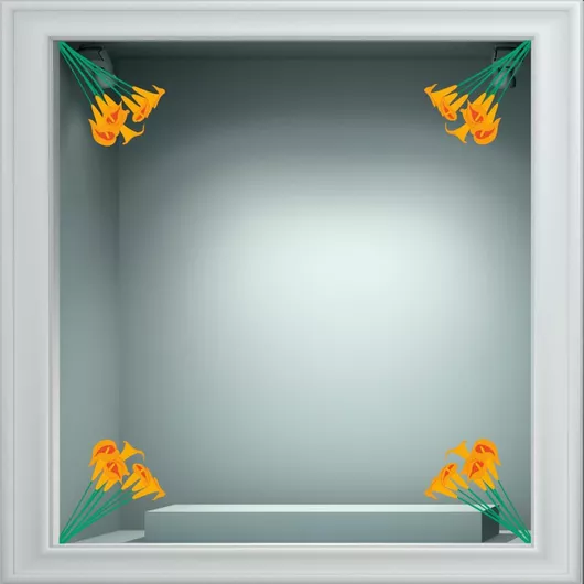 Αυτοκόλλητο Βιτρίνας Άνοιξη Άνθη Σετ 4 Τεμάχια 86cm X 120cm