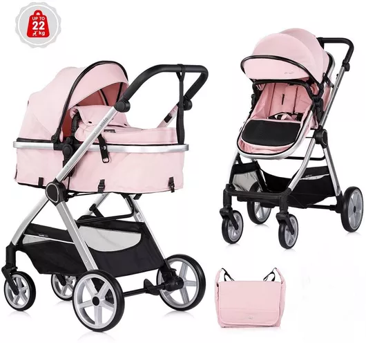 Chipolino Ρυθμιζόμενο Καρότσι Μωρού 2 σε 1 Kατάλληλο για Nεογέννητο Ροζ 22kg