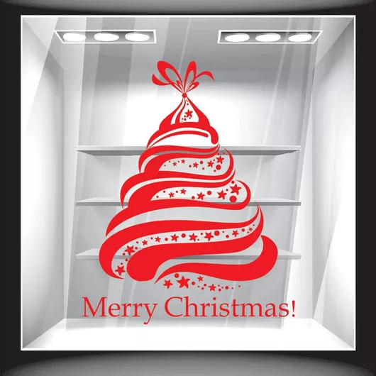 Χριστουγεννιάτικο Αυτοκόλλητο Merry Christmas Tree 70cm X 90cm