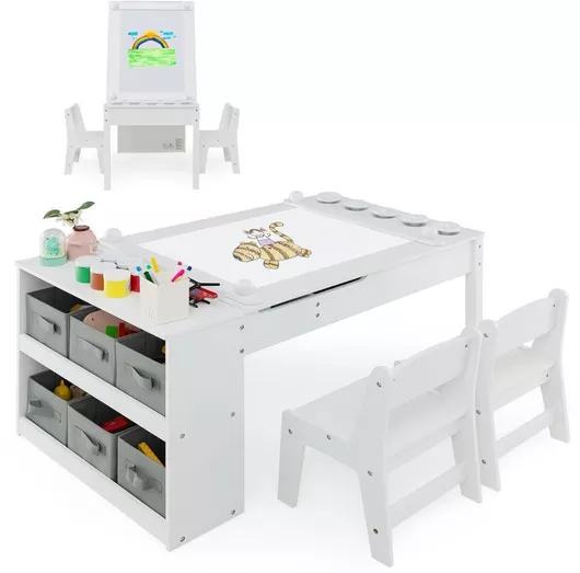 Σετ Παιδικό Τραπέζι με Καρέκλες Λευκό Costway