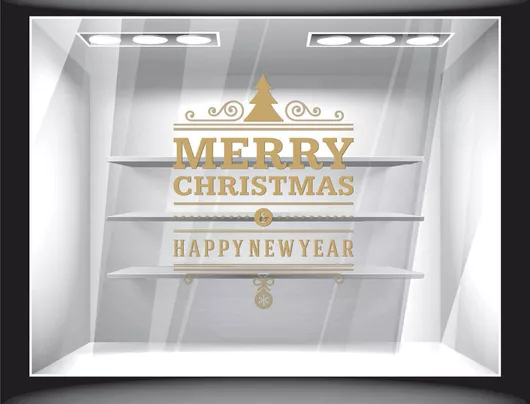 Αυτοκόλλητο Βιτρίνας Merry Christmas Happy New Year 2 120cm X 158cm