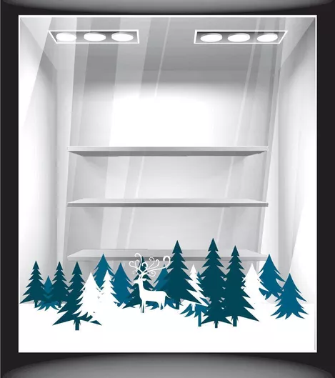 Αυτοκόλλητο Βιτρίνας Χειμερινά Έλατα 2 70cm X 27cm