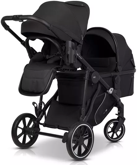 Easy Go Duoflex Ρυθμιζόμενο Καρότσι Μωρού για Δίδυμα Ebony Black 9.3kg