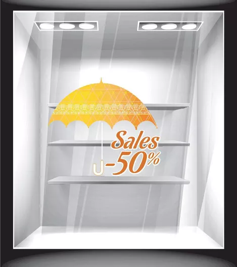 Αυτοκόλλητο Βιτρίνας Φθινόπωρο Εκπτώσεις 10 70cm X 55cm