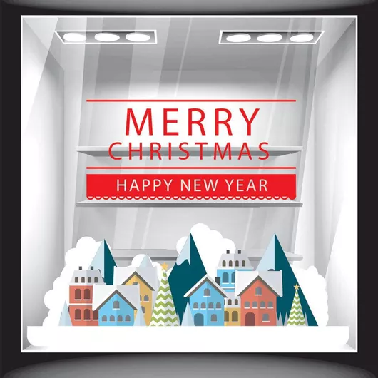 Χριστουγεννιάτικο Αυτοκόλλητο Merry Christmas 11 80cm X 60cm