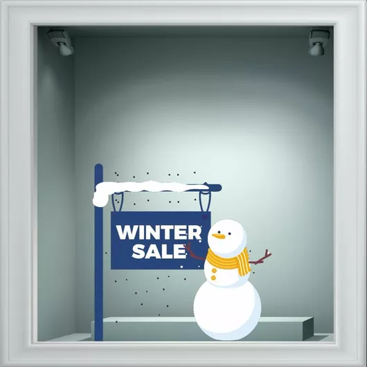 Αυτοκόλλητο Χειμερινών Εκπτώσεων Χιονάθρωπος 80cm X 80cm