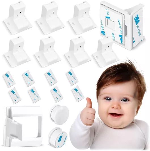 Ricokids Προστατευτικές Ασφάλειες για Πόρτες με Αυτοκόλλητο Πλαστικό Λευκό 8τμχ