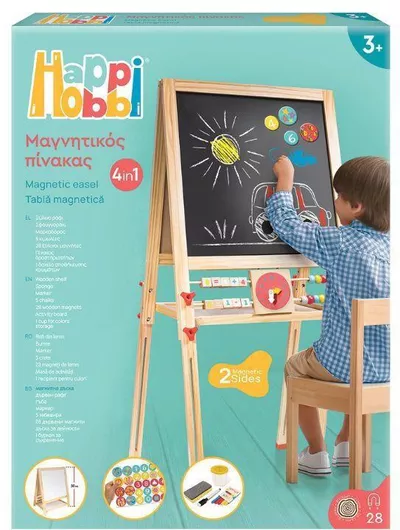 HappiHobbi Πίνακας Μαγνητικός / Μαρκαδόρου / Μαυροπίνακας Επιδαπέδιος