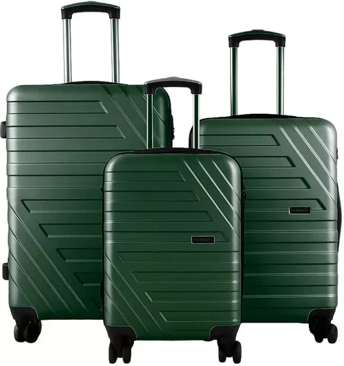 Σετ Βαλίτσες Πράσινο με 4 Ρόδες Σετ 3τμχ