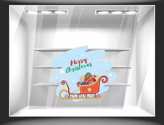 Χριστουγεννιάτικο Αυτοκόλλητο Έλκηθρο 70cm X 60cm