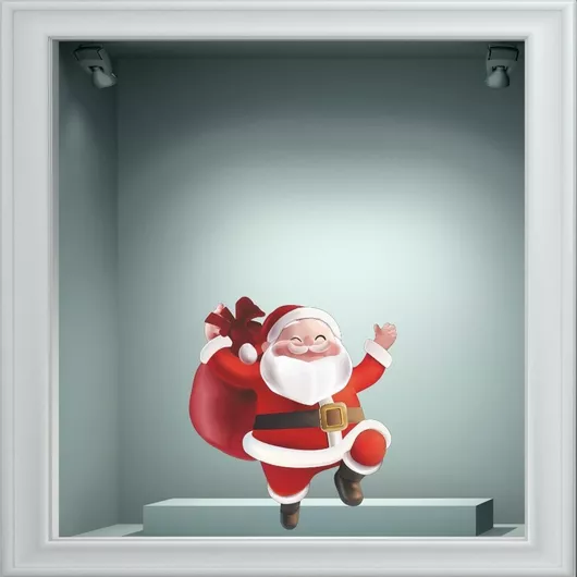 Αυτοκόλλητο Βιτρίνας Χαρούμενος Άγιος Βασίλης 80cm X 70cm